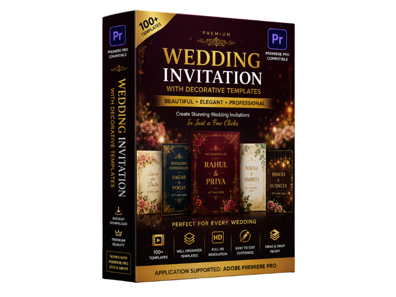 Wedding Invitation with Decorative Templates – Premiere Pro Editable Pack